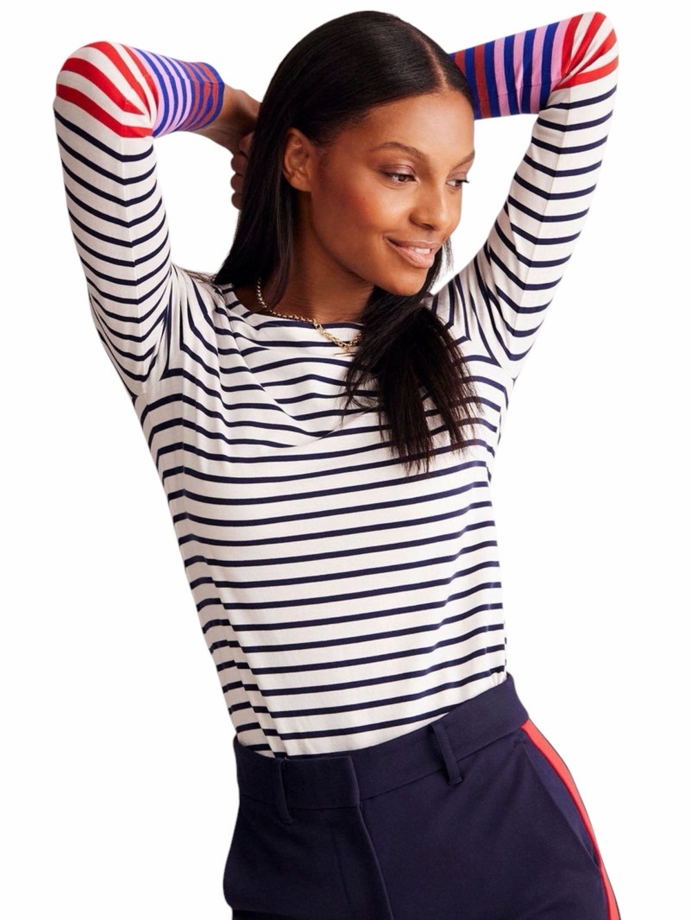 Boden Ella Breton Stripe Long-Sleeve Top - Size 4